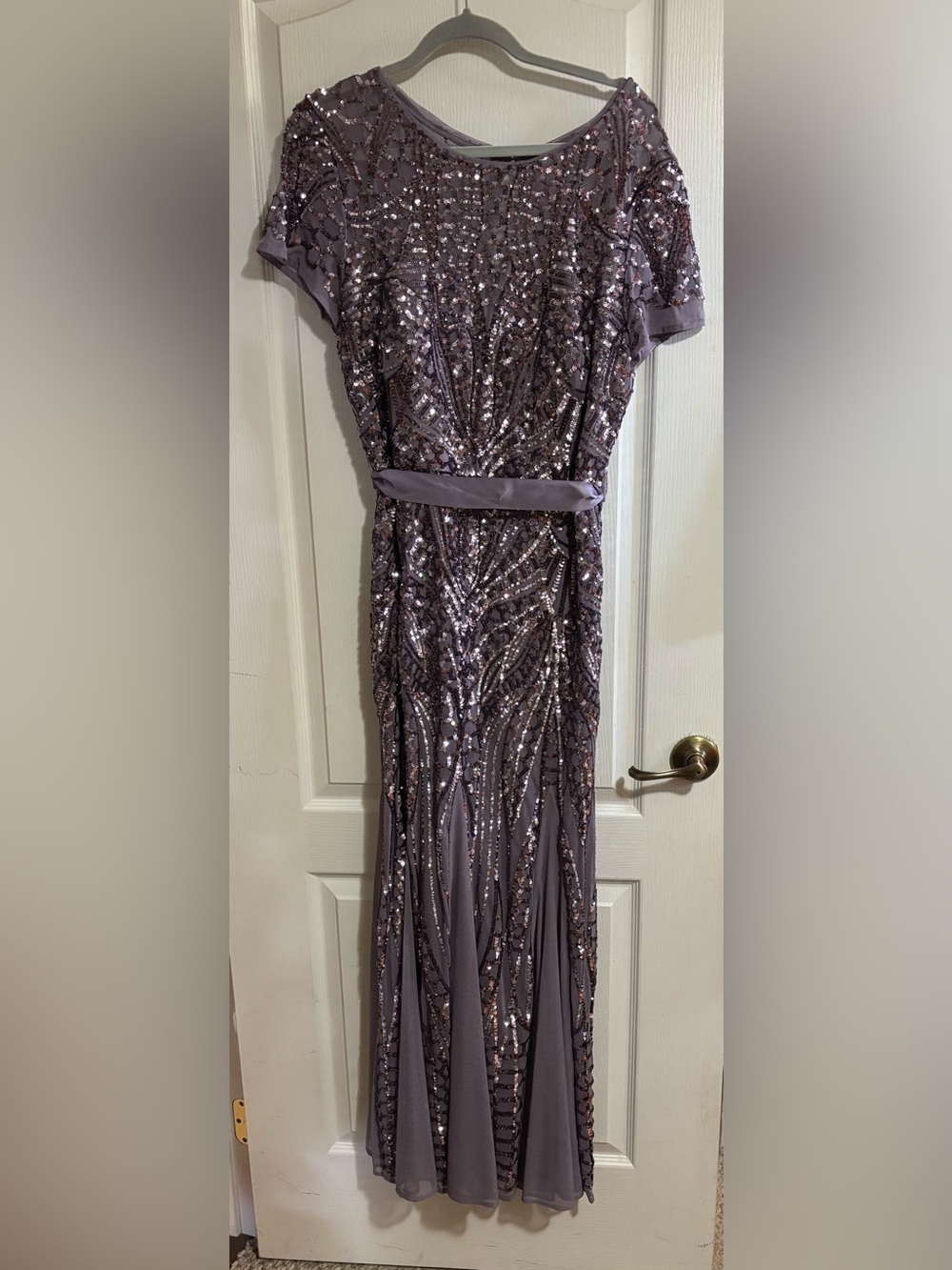 R & M Richards Lavender Sequin Gown